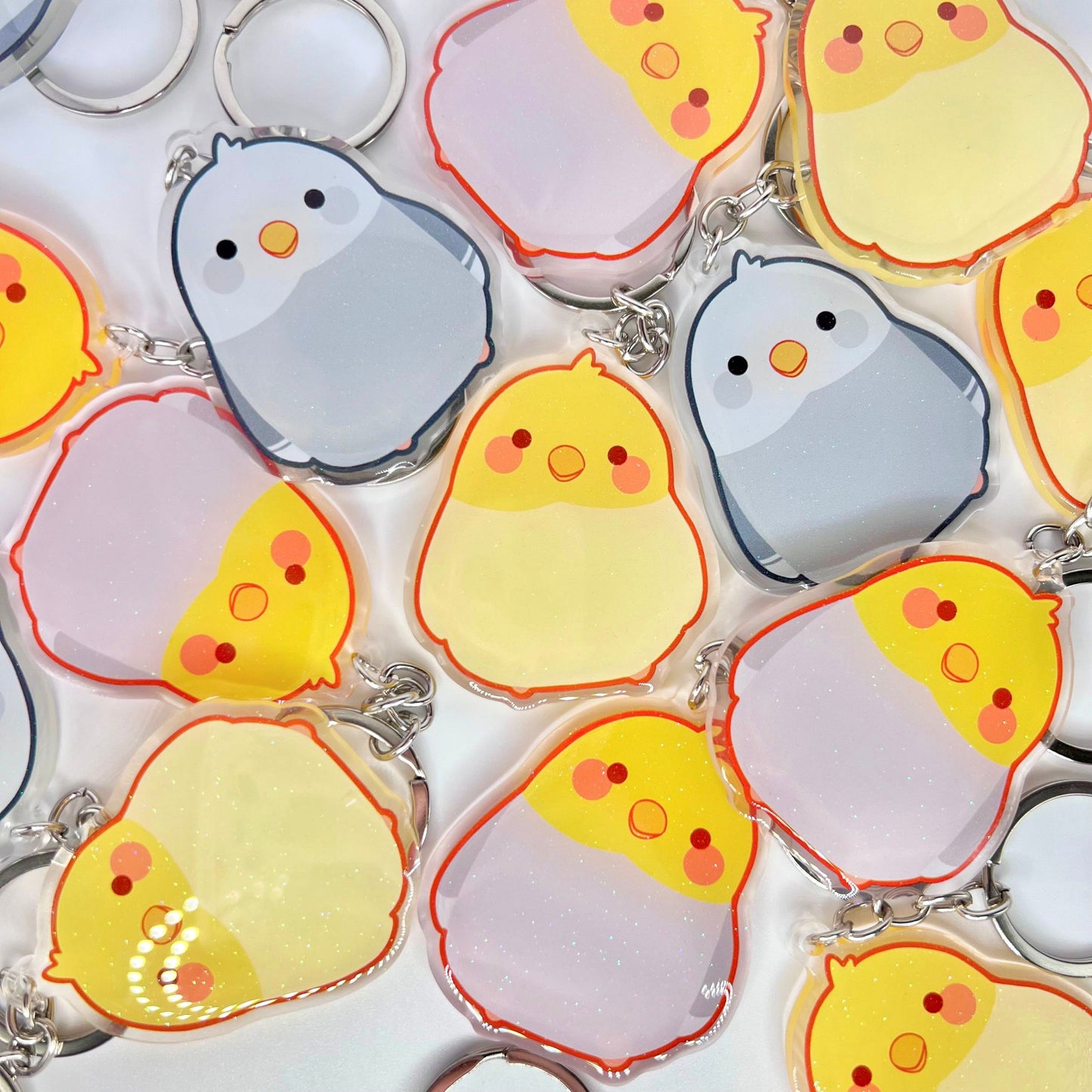 Cockatiel acrylic charm | Cartoon Cute Kawaii Chibi Style Birb Art